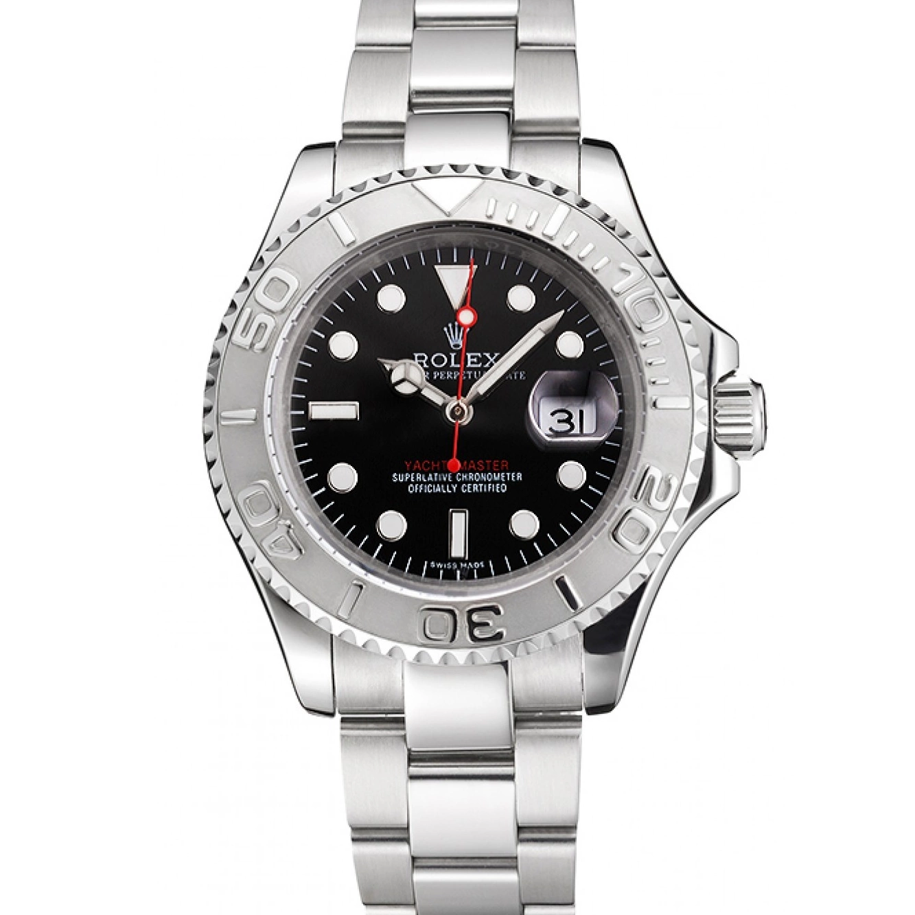 Rolex copies cheap Steel Bracelet Black Yacht-Master Rolex Dial And Swiss Case Stainless 0711